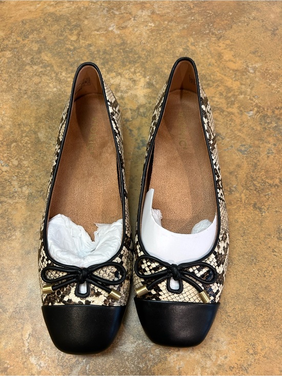 Vionic Shoes - Vionic Klara Black & Snake-Print Ballet Flats with Bow